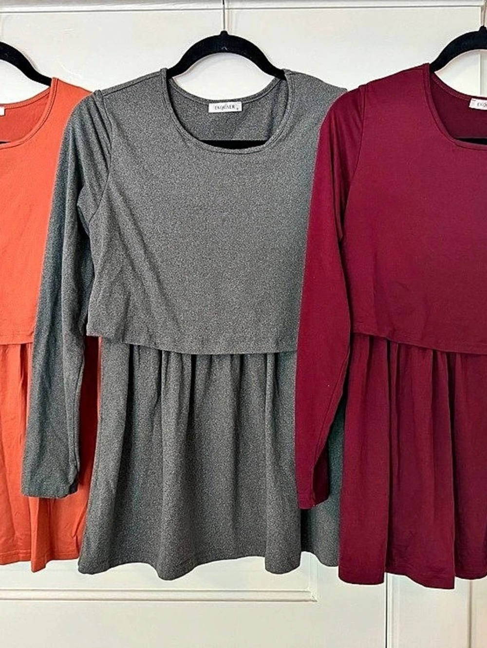 Maternity Exlura Long Sleeve Crewneck Tiered Tunic Top Mini Dress Lot